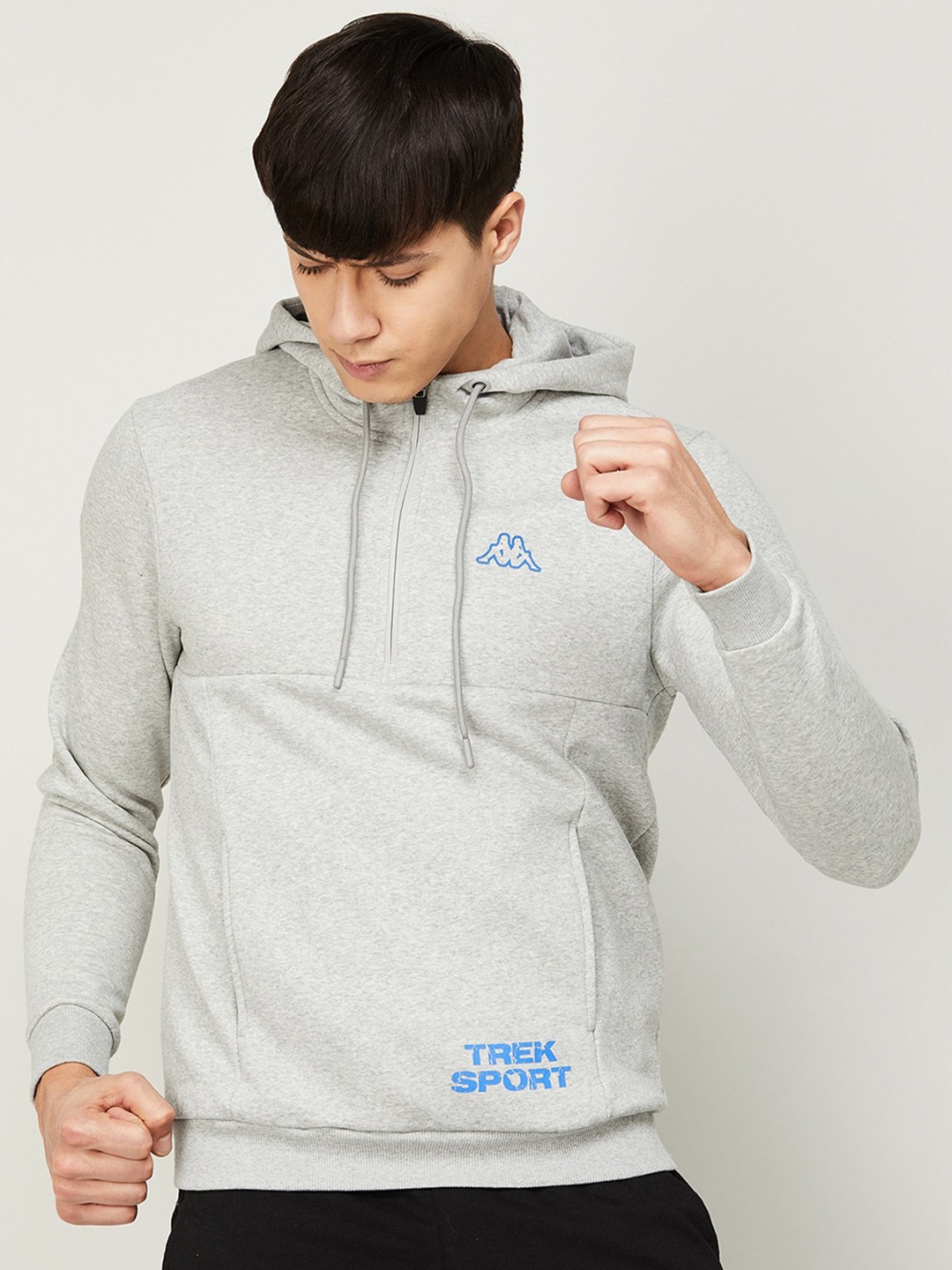 

Kappa Men Grey Cotton Hooded Sweatshirt