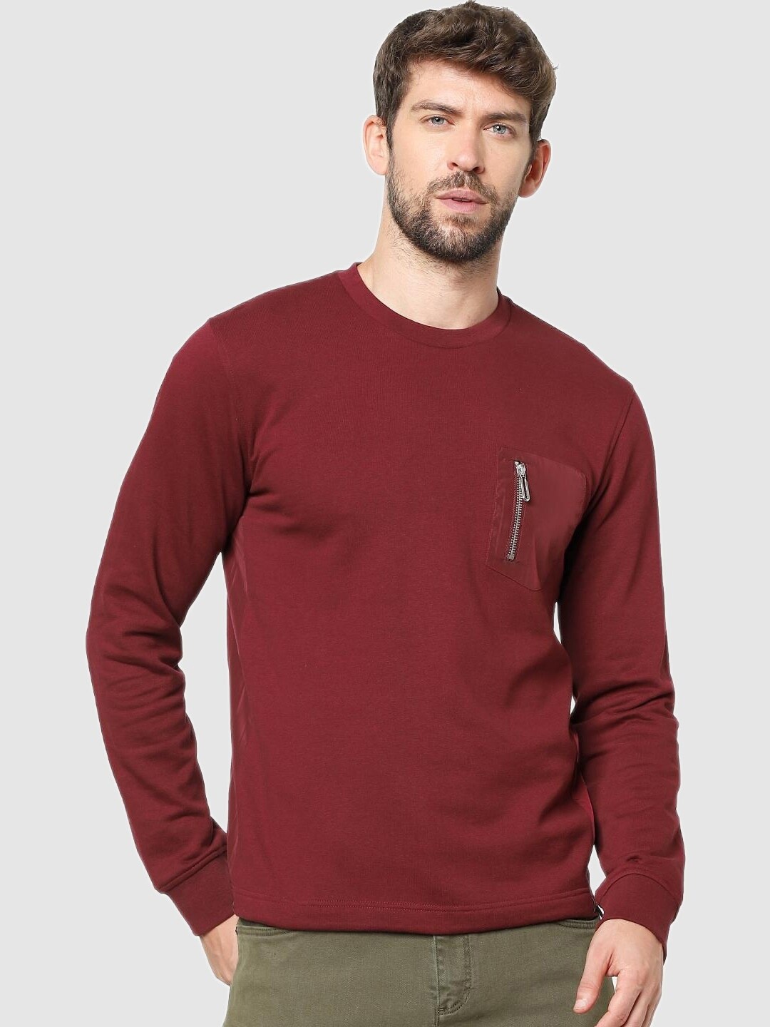 

Celio Round Neck Cotton Sweatshirt, Maroon