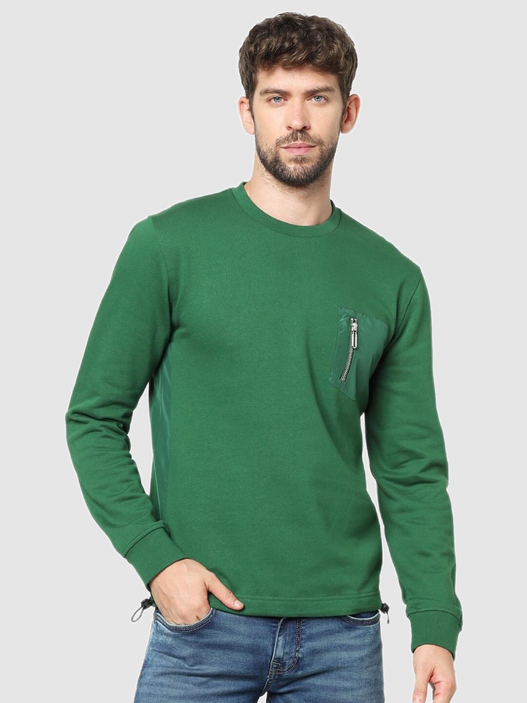 

Celio Round Neck Cotton Sweatshirt, Green