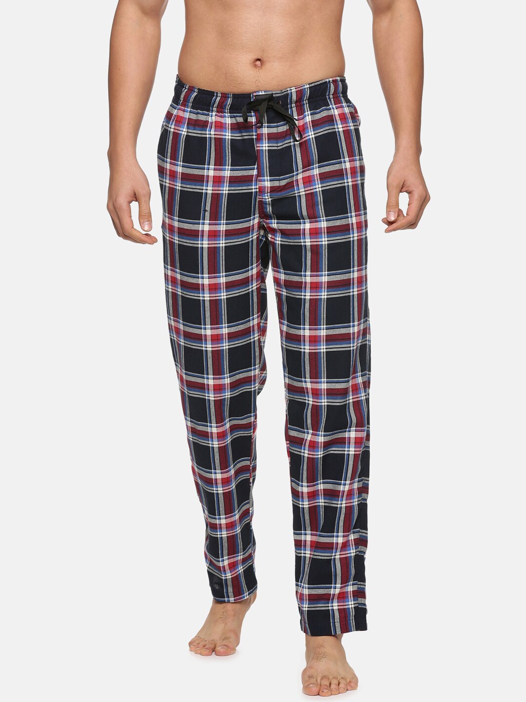 

DON VINO Men Navy Blue Checked Pure Cotton Lounge Pants