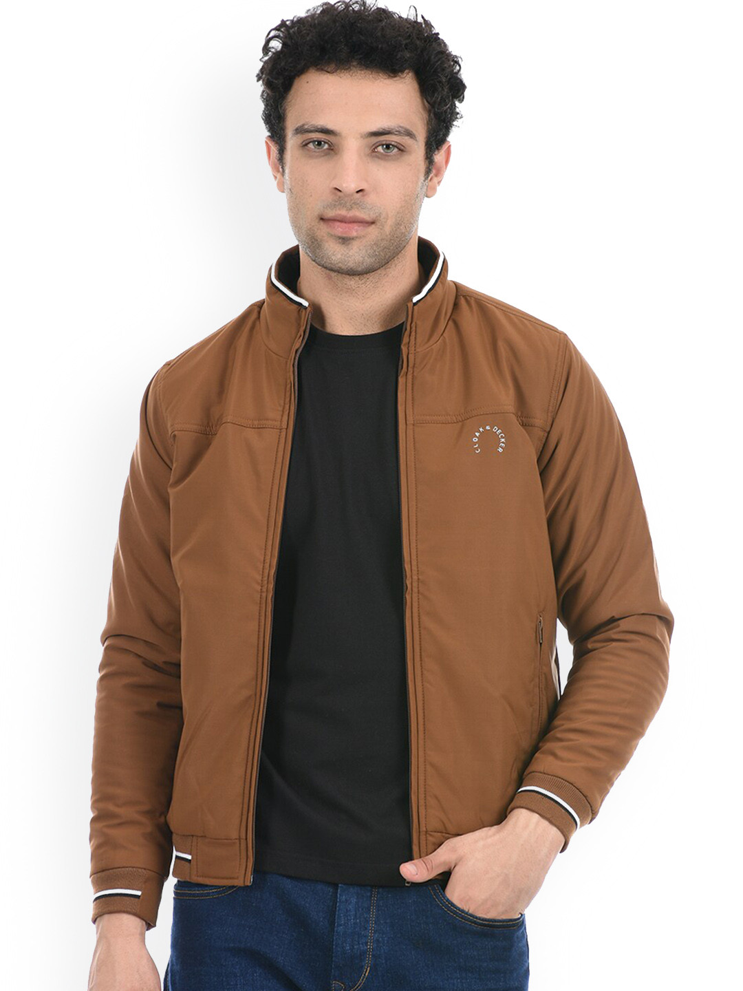 

Cloak & Decker by Monte Carlo Men Brown Solid Long Sleeves Bomber Jacket