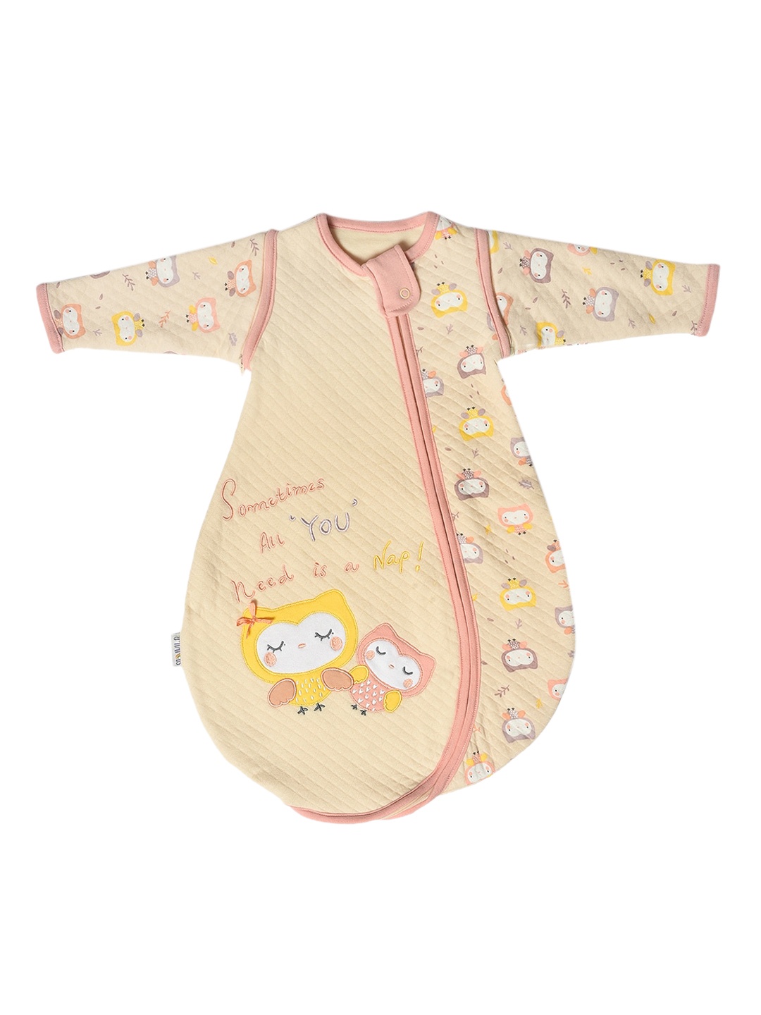 

MiArcus Infants Cream-Coloured Printed Cotton Quilted Diamond Sleeping Bag