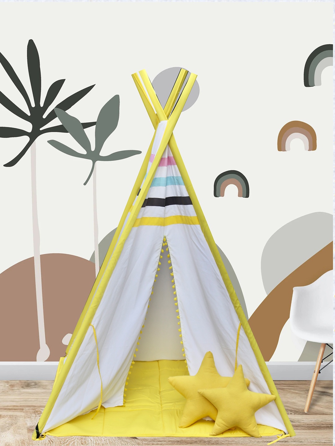 

My Gift Booth Yellow Outdoor and Indoor Striped Teepee Tent