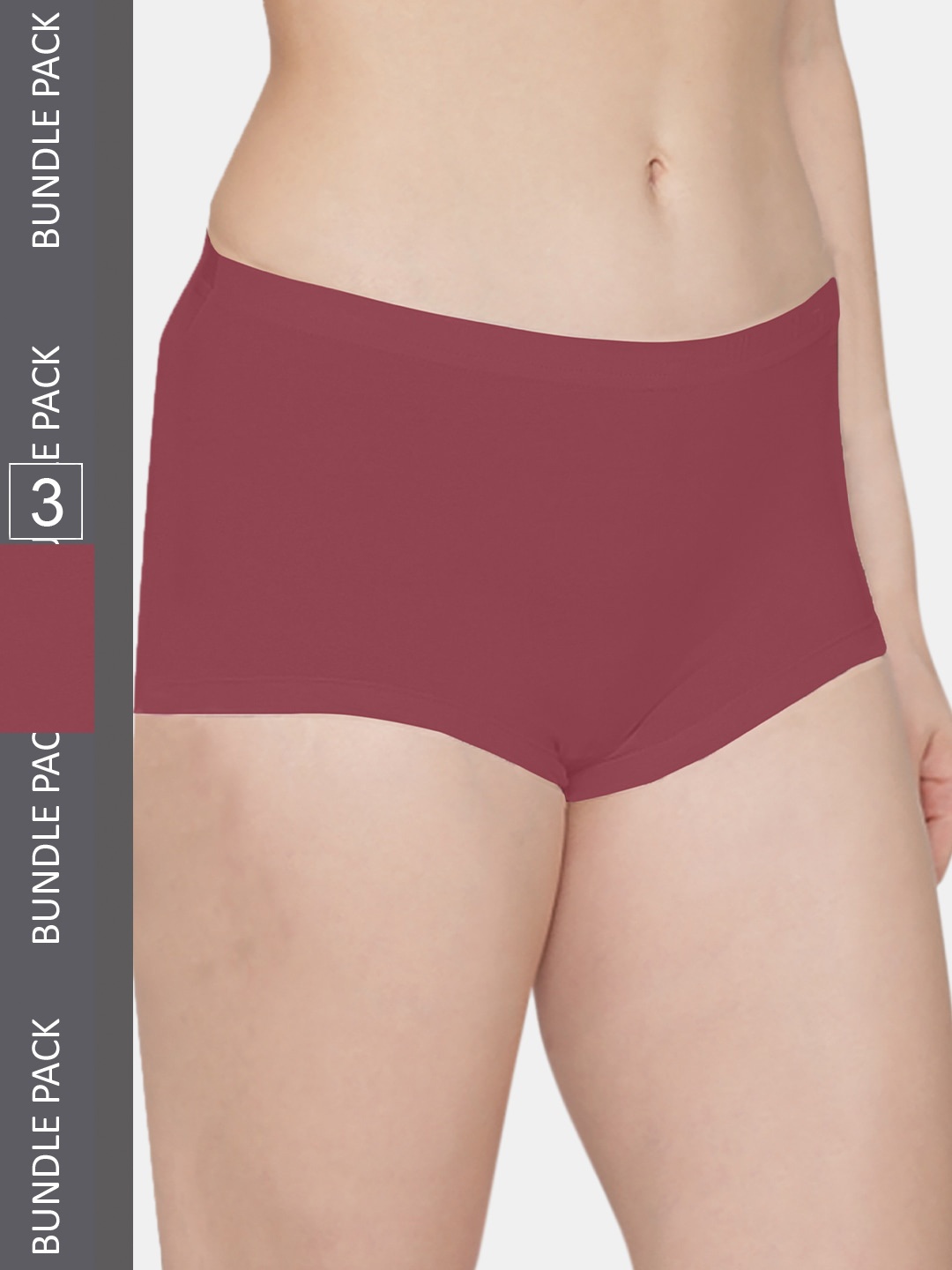 

Kalyani Women Pack Of 3 Rust Solid Mid Rise Boy Short Briefs