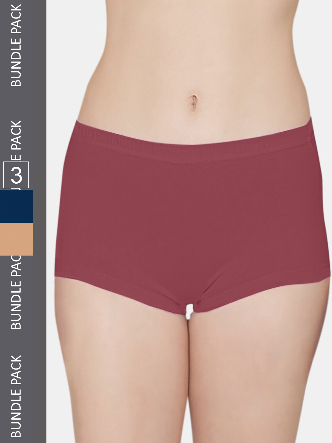 

Kalyani Women Pack Of 3 Solid Mid Rise Boy Short Briefs, Navy blue