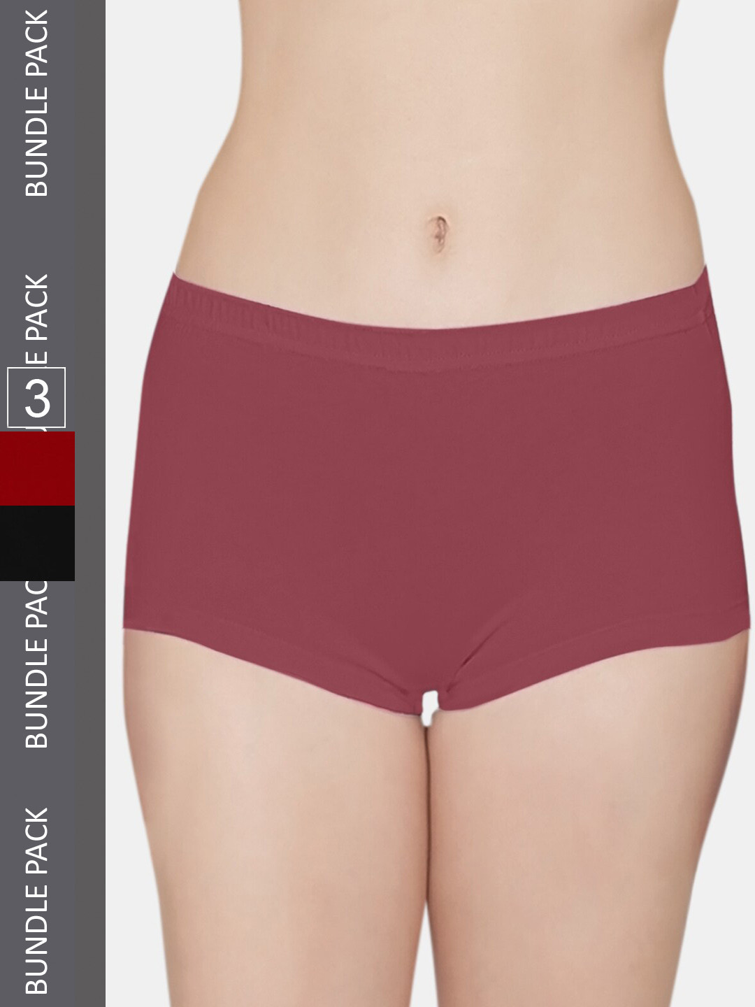

Kalyani Women Pack Of 3 Solid Mid Rise Boy Short Briefs, Red