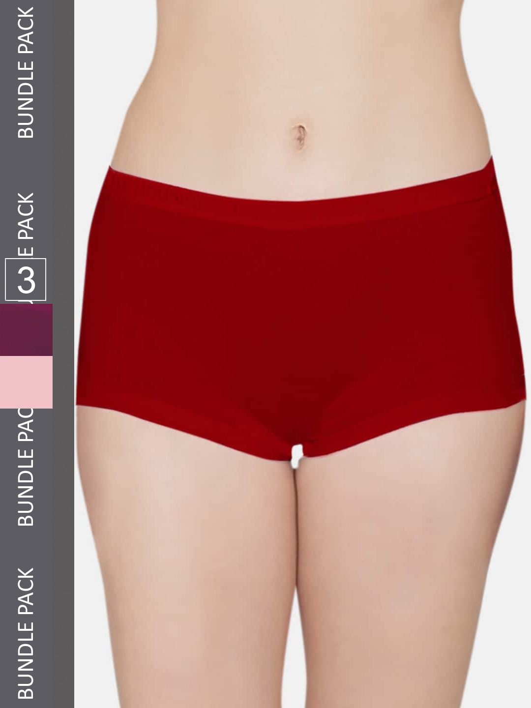 

Kalyani Women Pack Of 3 Solid Mid Rise Boy Short Briefs, Red