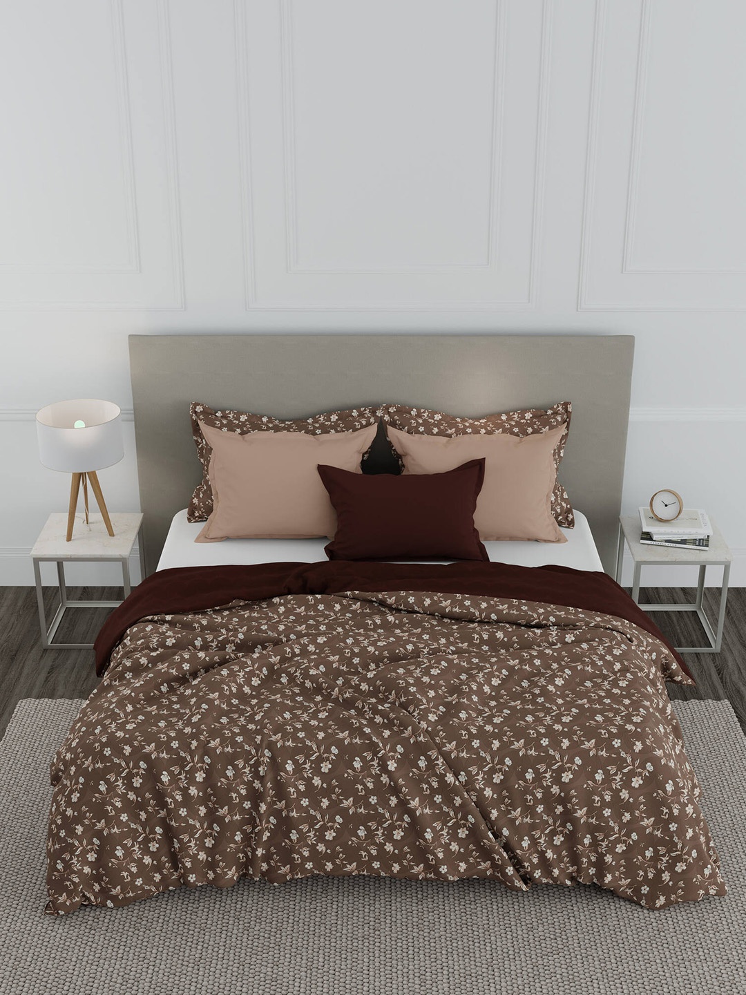 

MYTRIDENT Brown White Floral Mild Winter Double Bed Dohar