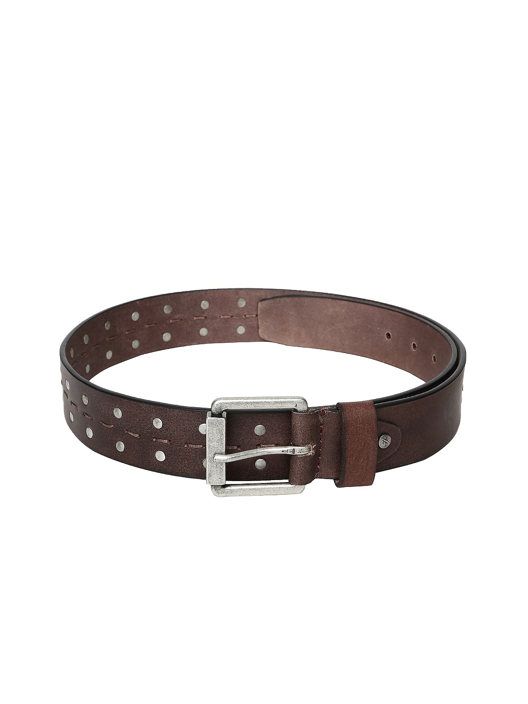 

Flying Machine Men Brown Embellished Leather Belt