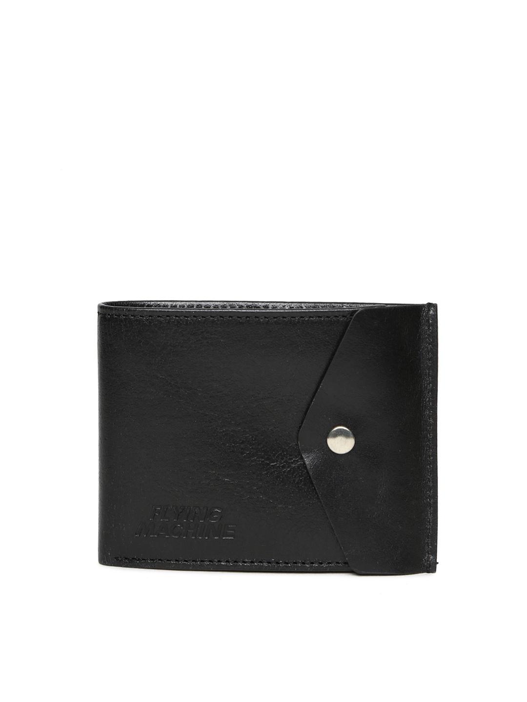 

Flying Machine Men Black Solid Two Fold Leather Wallet
