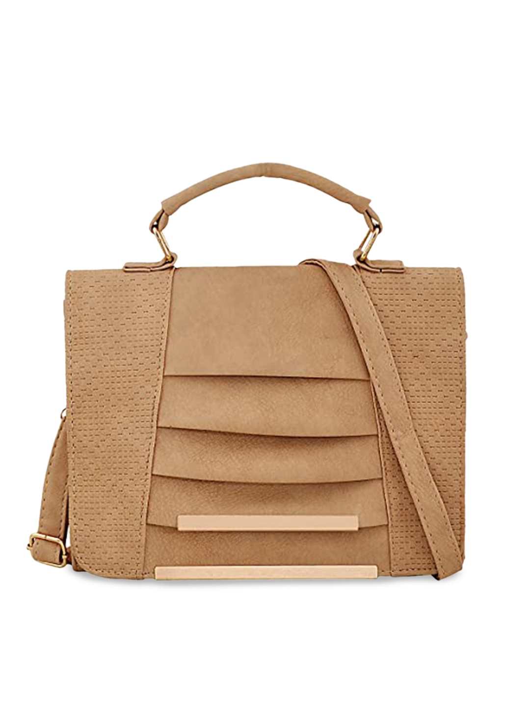 

Pez dorado Women Beige Textured PU Oversized Shopper Satchel