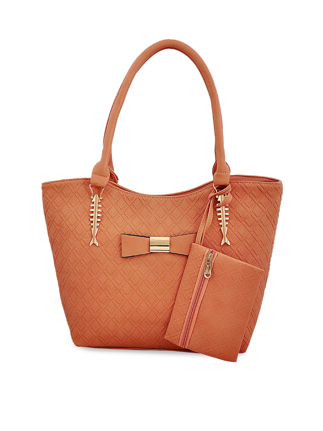 

Pez dorado Peach-Coloured Structured Handheld Bag