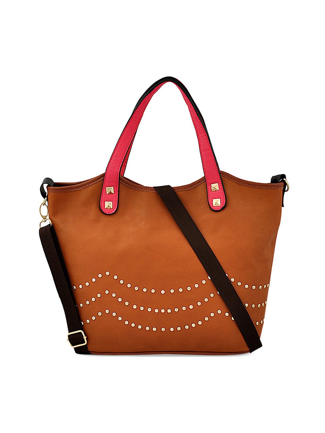 

Pez dorado Brown Embellished Structured Handheld Bag