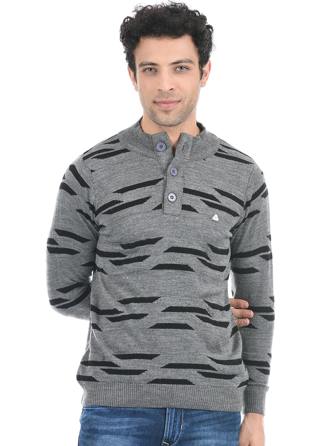 

Cloak & Decker by Monte Carlo Men Grey & Black Acrylic Pullover