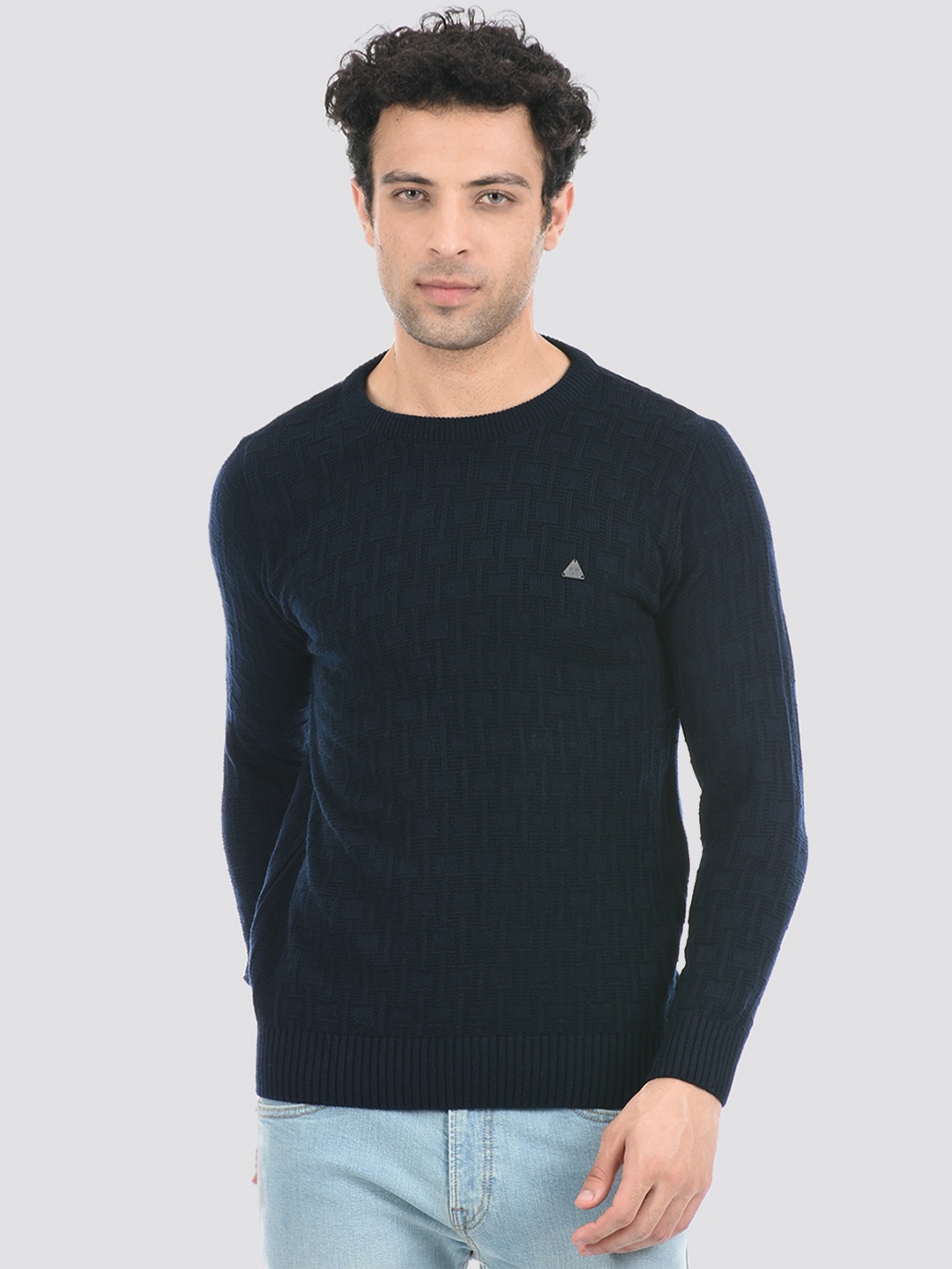 

Cloak & Decker by Monte Carlo Men Navy Blue Cable Knit Acrylic Pullover Sweater