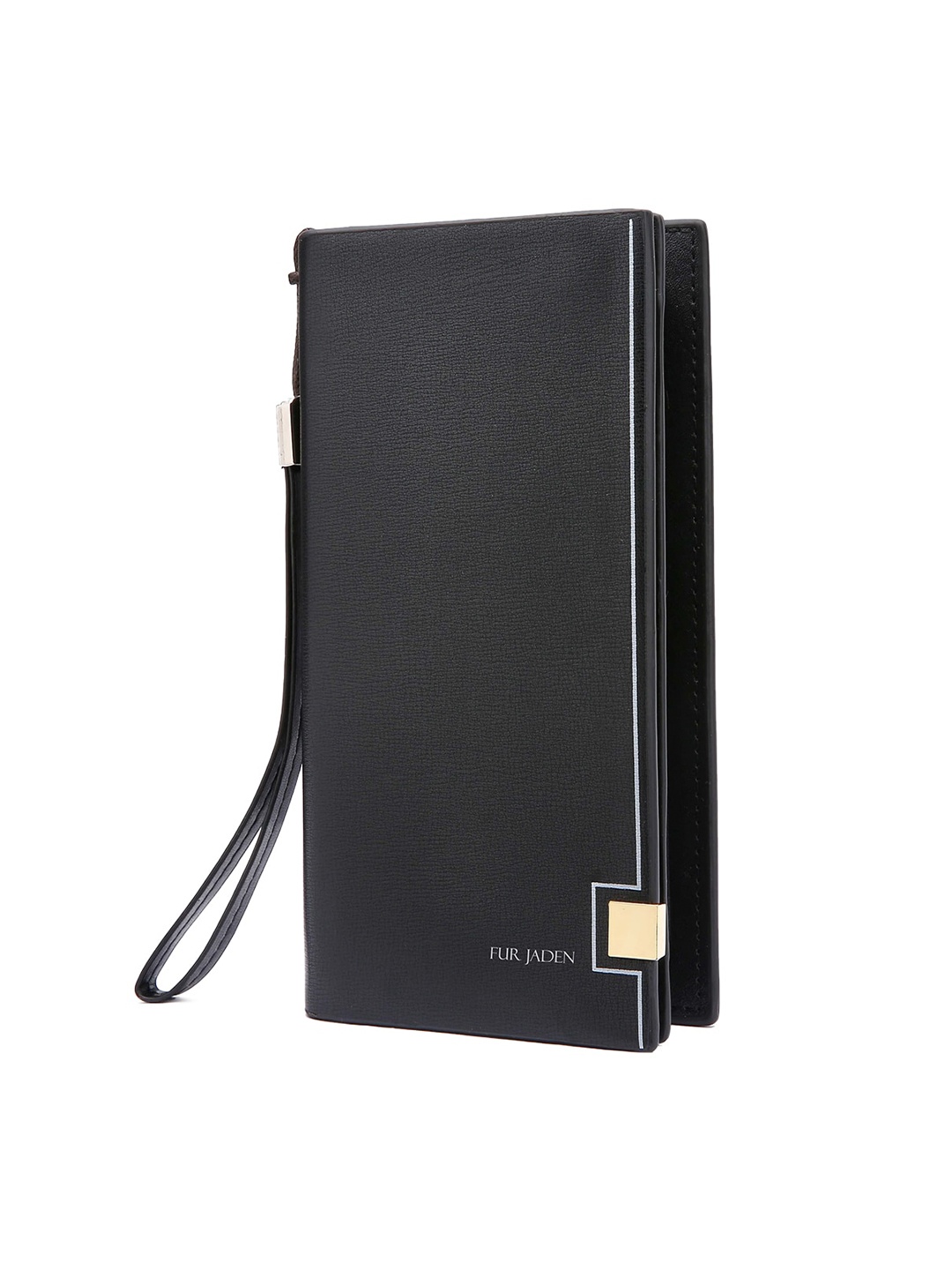 

FUR JADEN Black Textured Zip Around Wallet