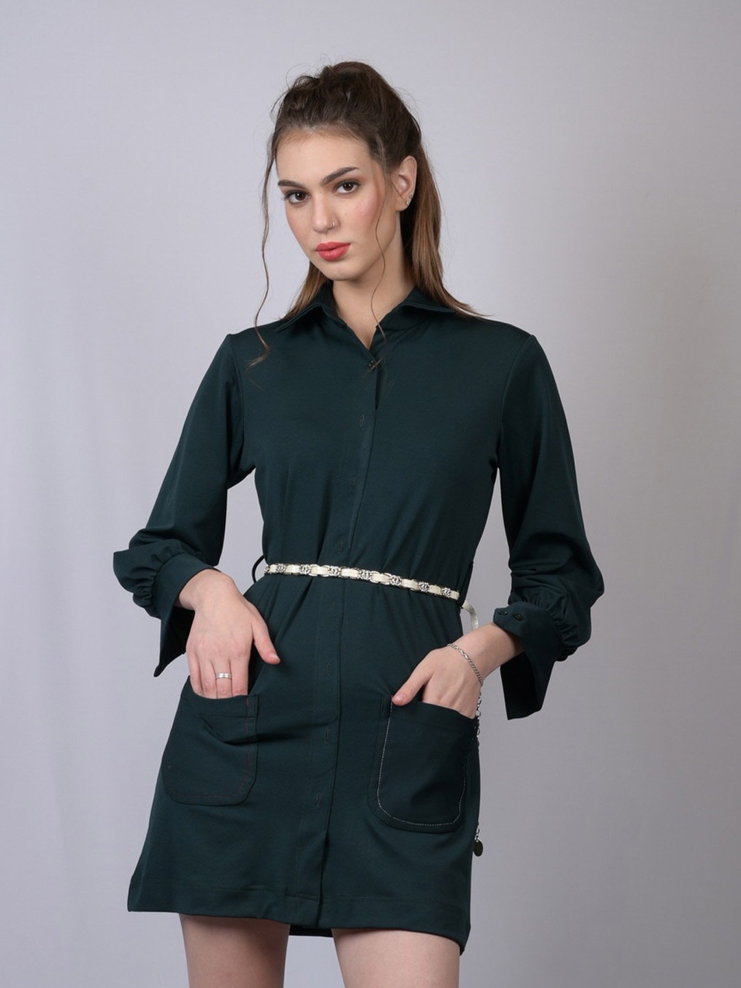 

OWO THE LABEL Green Shirt Dress