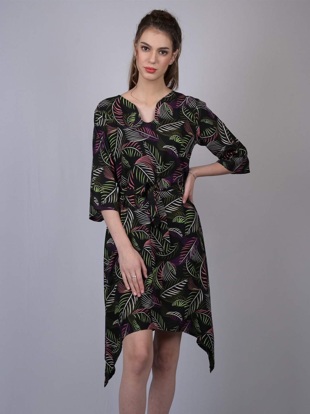 

OWO THE LABEL Black Tropical A-Line Dress