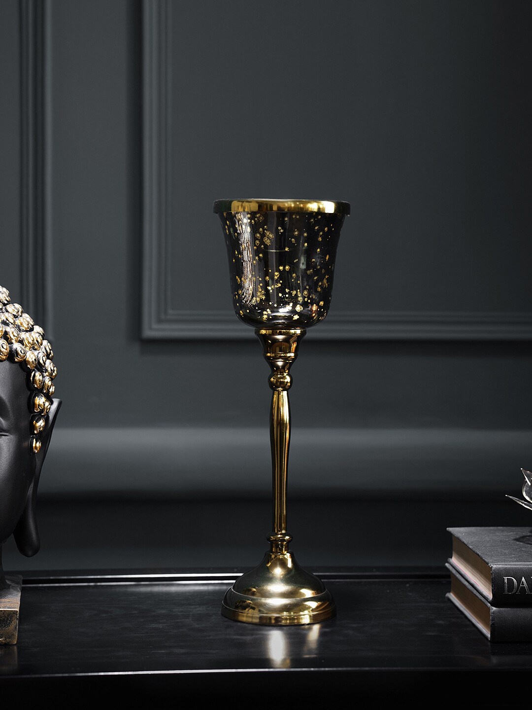 

Pure Home and Living Black & Antique Gold Shimmer Glass Votive Holder