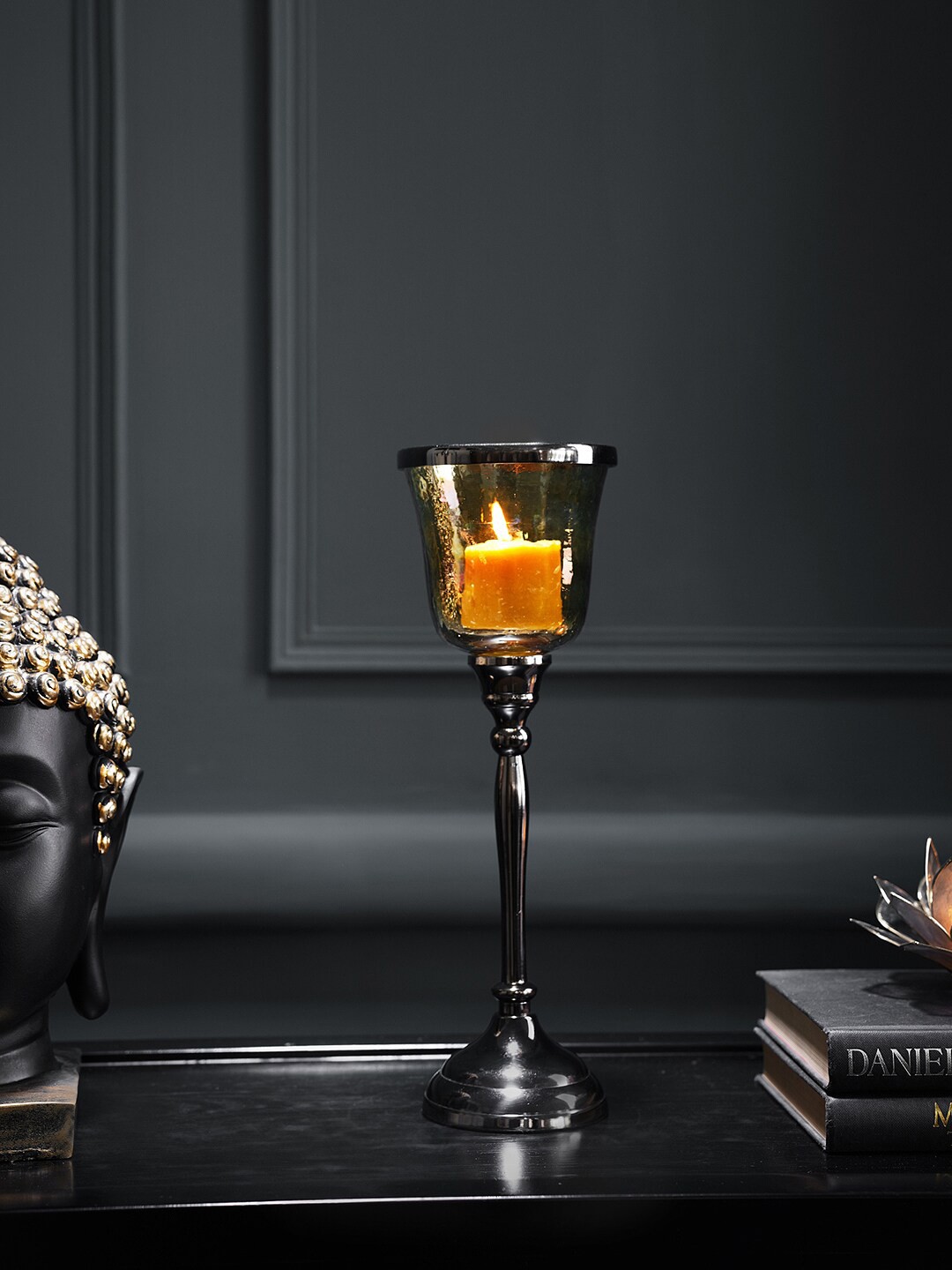 

Pure Home and Living Black Glass Candle Holder