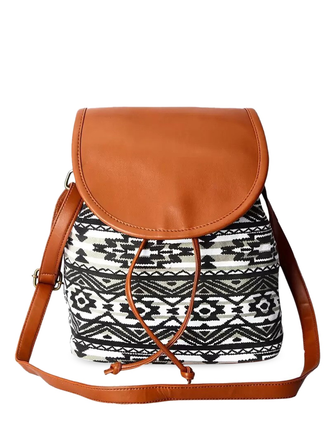 

Lychee bags Tan & White Ethnic Motifs Printed Structured Sling Bag