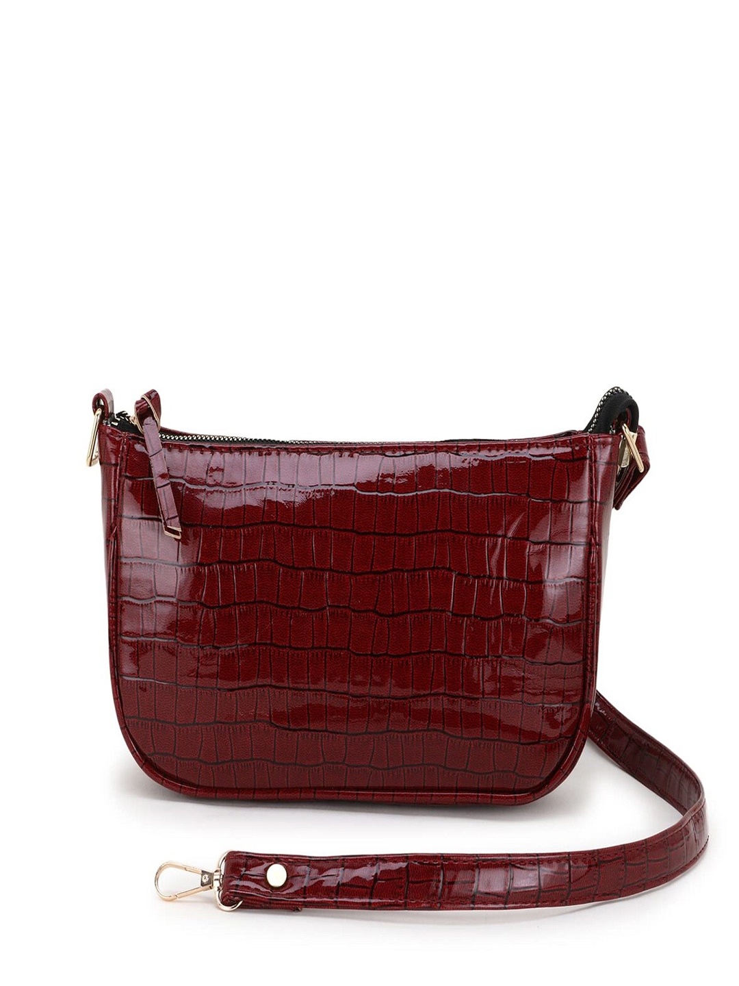 

Lychee bags Maroon Textured Structured Sling Bag