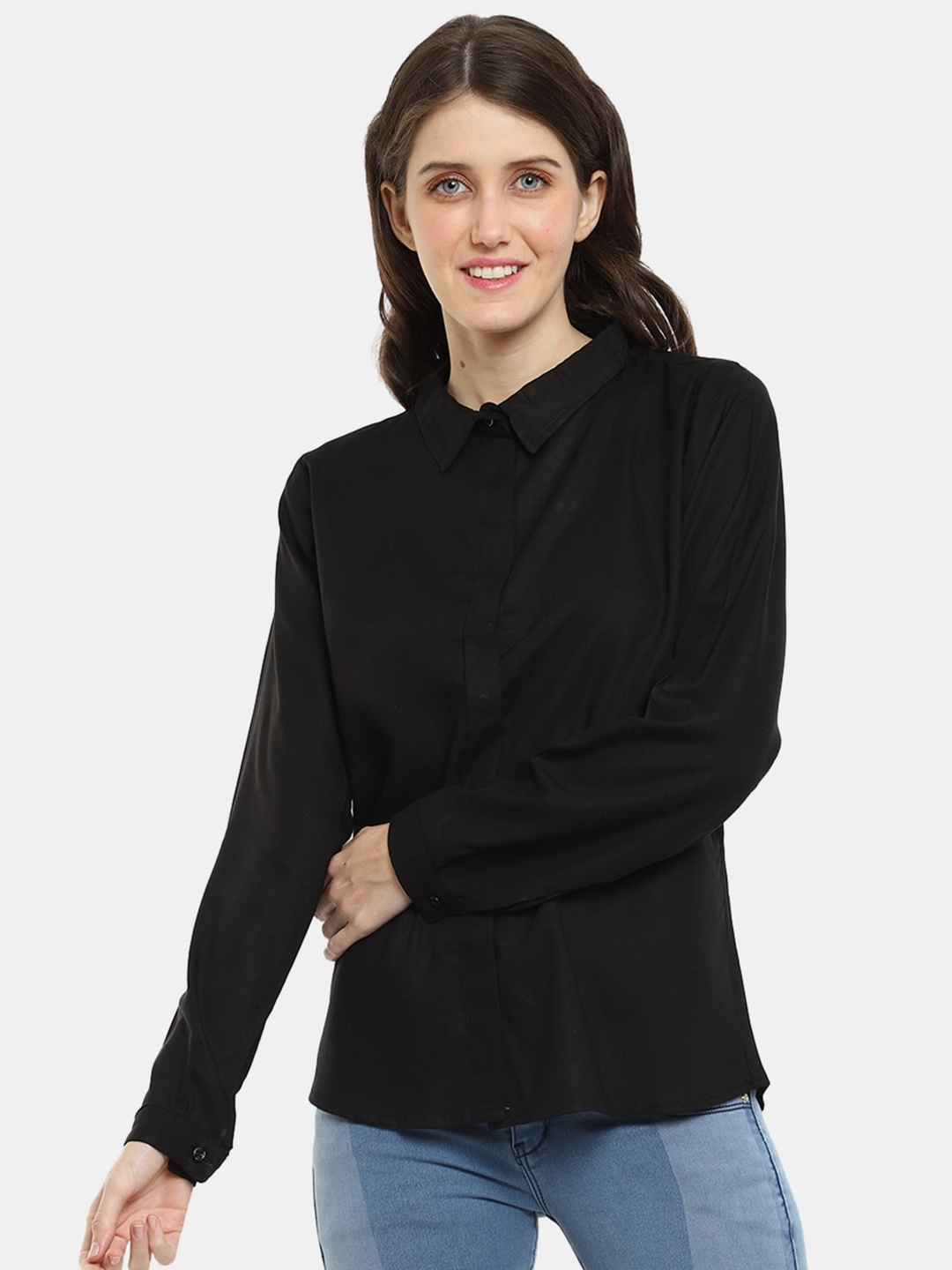 

V-Mart Women Black Casual Cotton Shirt