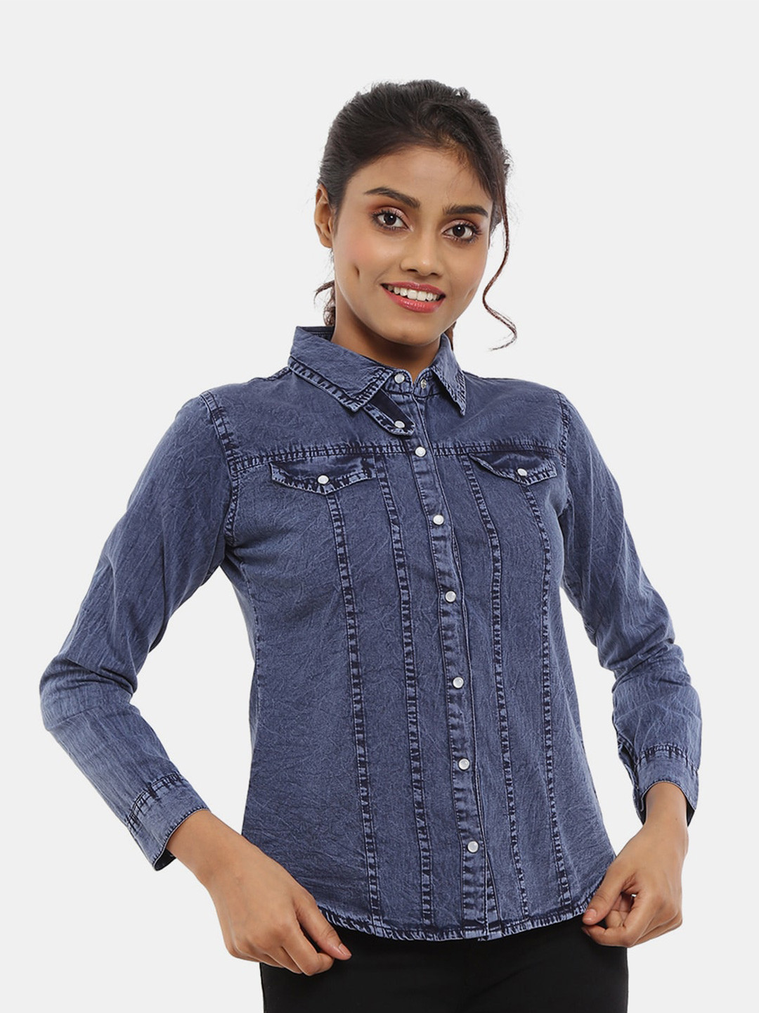

V-Mart Women Blue Casual Cotton Shirt
