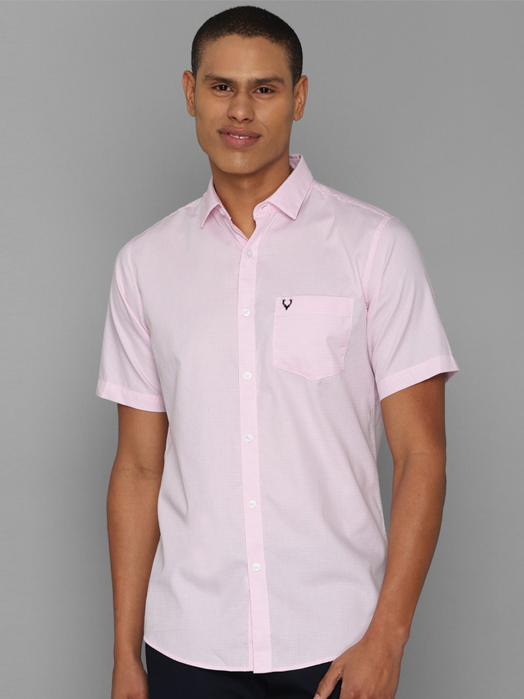 

Allen Solly Men Slim Fit Micro Checks Casual Cotton Shirt, Pink