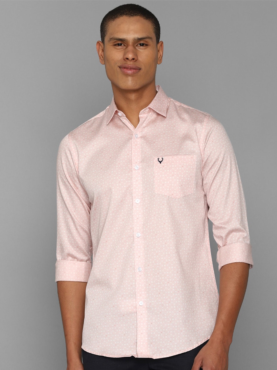 

Allen Solly Men Slim Fit Printed Casual Cotton Shirt, Peach