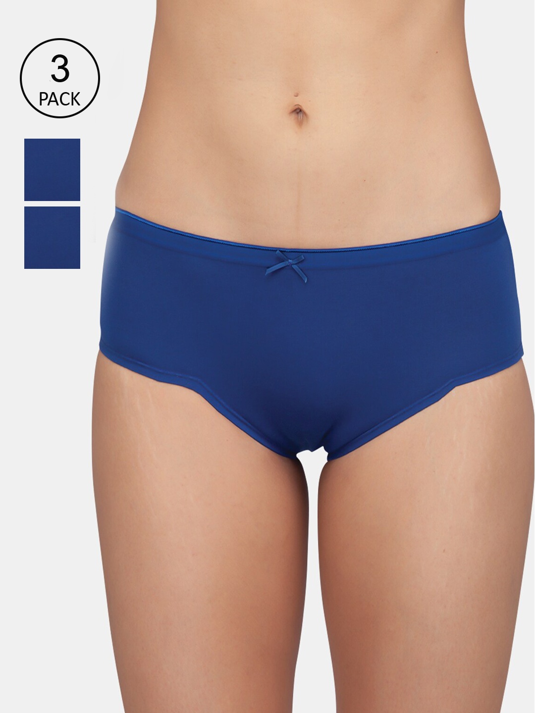 

Kalyani Women Pack Of 3 Navy Blue Solid Mid Rise Hipster Briefs