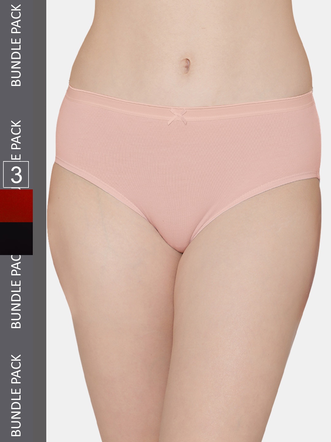 

Kalyani Women Pack Of 3 Solid Mid Rise Hipster Briefs, Peach