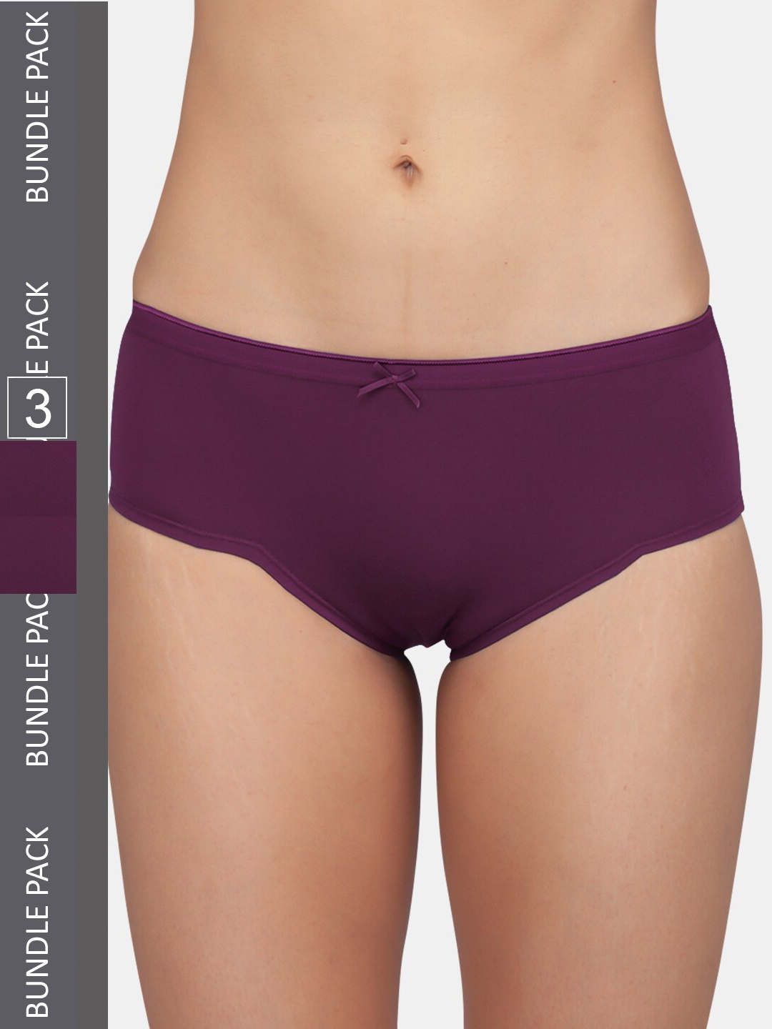 

Kalyani Women Pack Of 3 Burgundy Solid Mid Rise Hipster Briefs, Purple