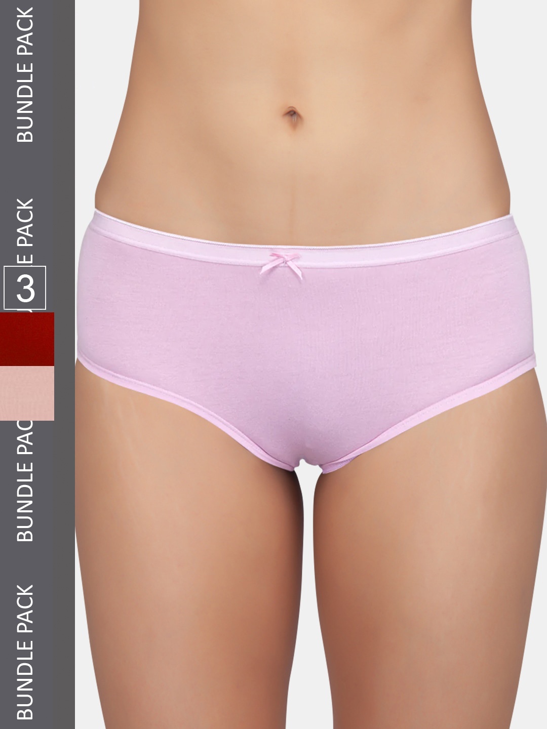 

Kalyani Women Pack Of 3 Solid Mid Rise Hipster Briefs, Mauve