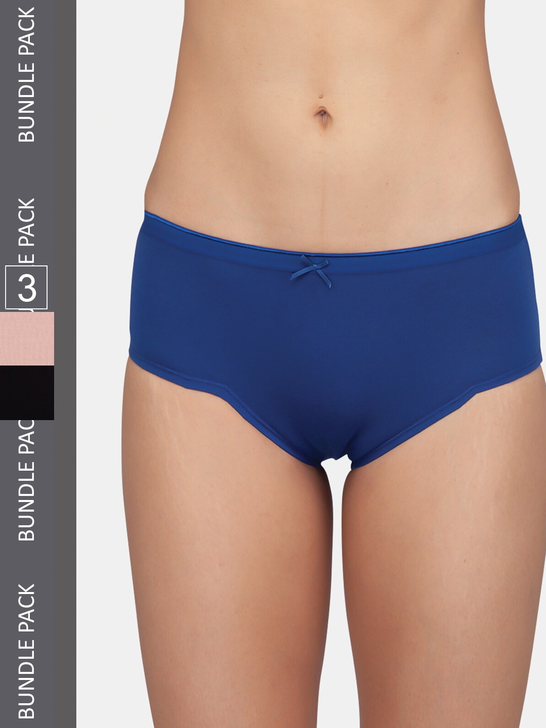 

Kalyani Women Pack Of 3 Solid Mid Rise Hipster Briefs, Navy blue