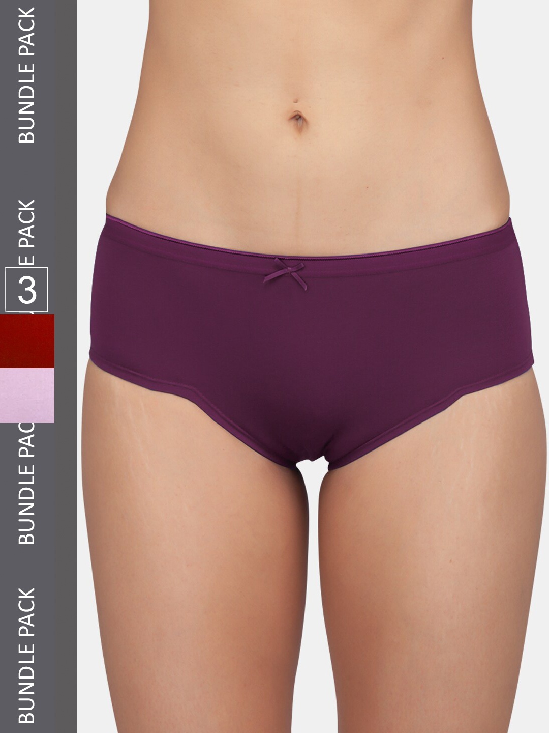 

Kalyani Women Pack Of 3 Solid Mid Rise Hipster Briefs, Purple