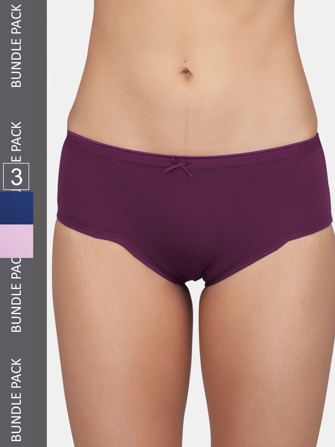 

Kalyani Women Pack Of 3 Solid Mid Rise Hipster Briefs, Purple