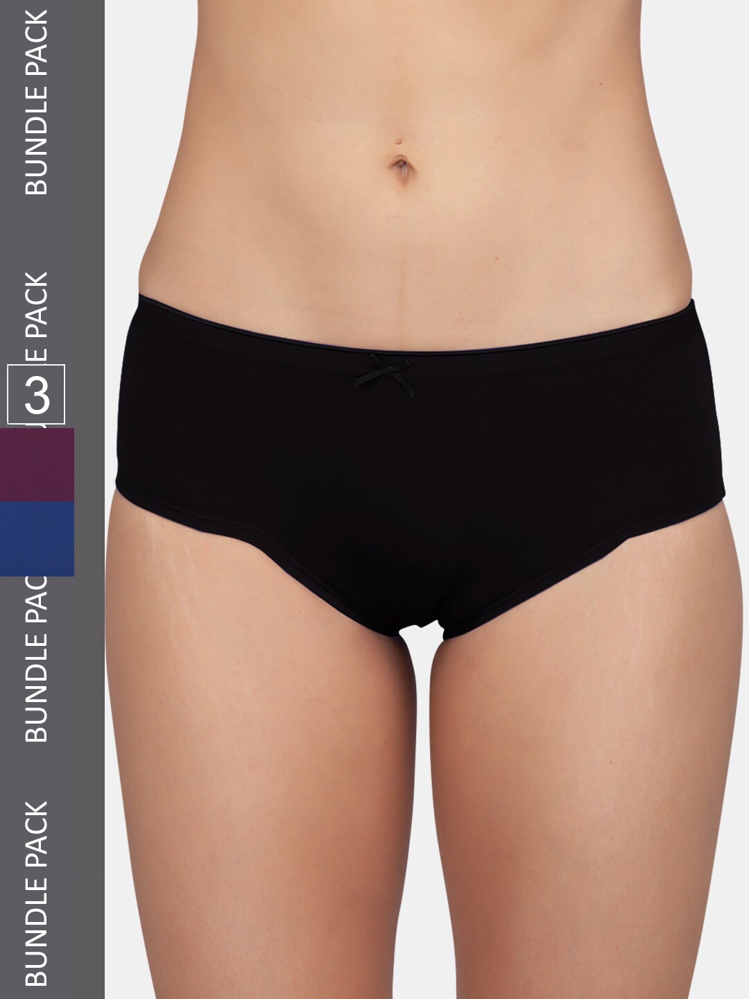 

Kalyani Women Pack Of 3 Solid Mid Rise Hipster Briefs, Black