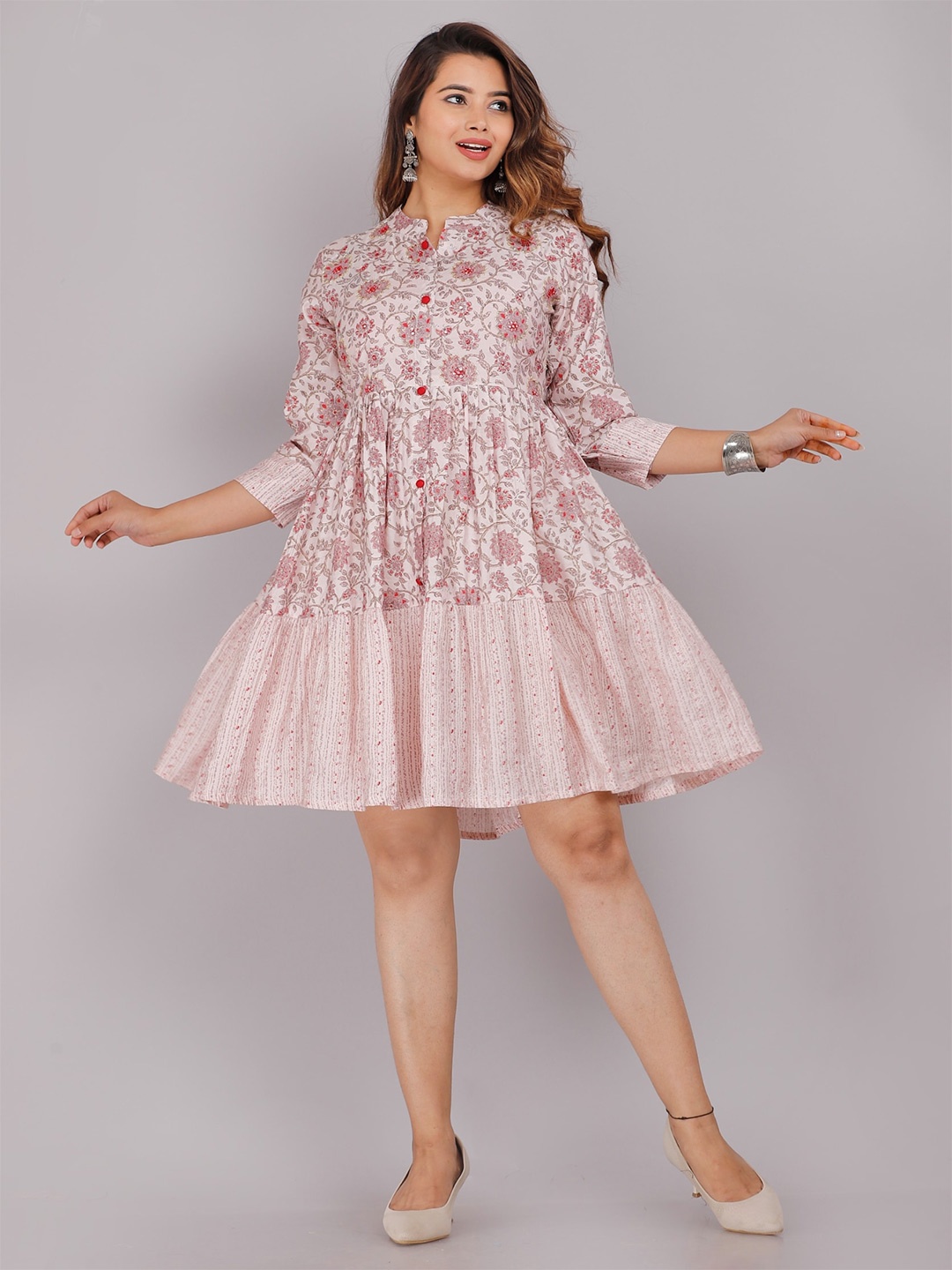

KALINI Pink Floral Fit and Flare Dress