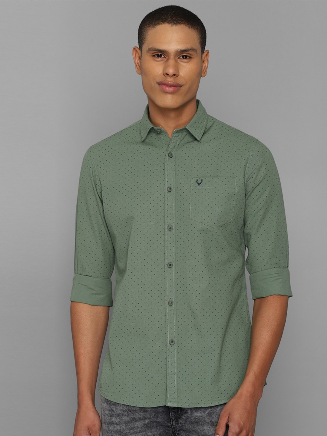 

Allen Solly Sport Men Printed Pure Cotton Micro Ditsy Casual Shirt, Green