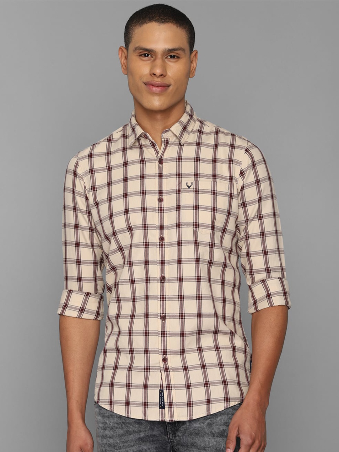

Allen Solly Sport Men Beige Checked Pure Cotton Casual Shirt