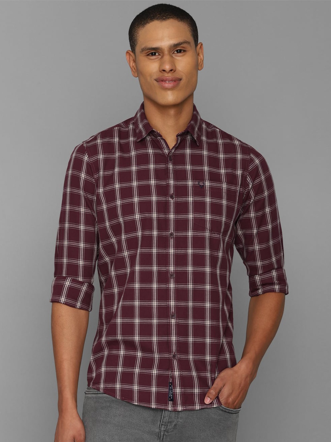 

Allen Solly Sport Men Maroon Checked Pure Cotton Casual Shirt