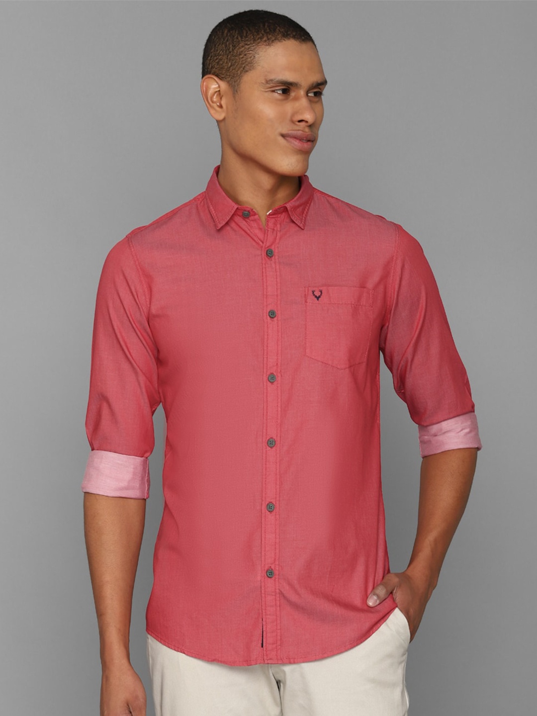 

Allen Solly Sport Men Pink Solid Pure Cotton Casual Shirt