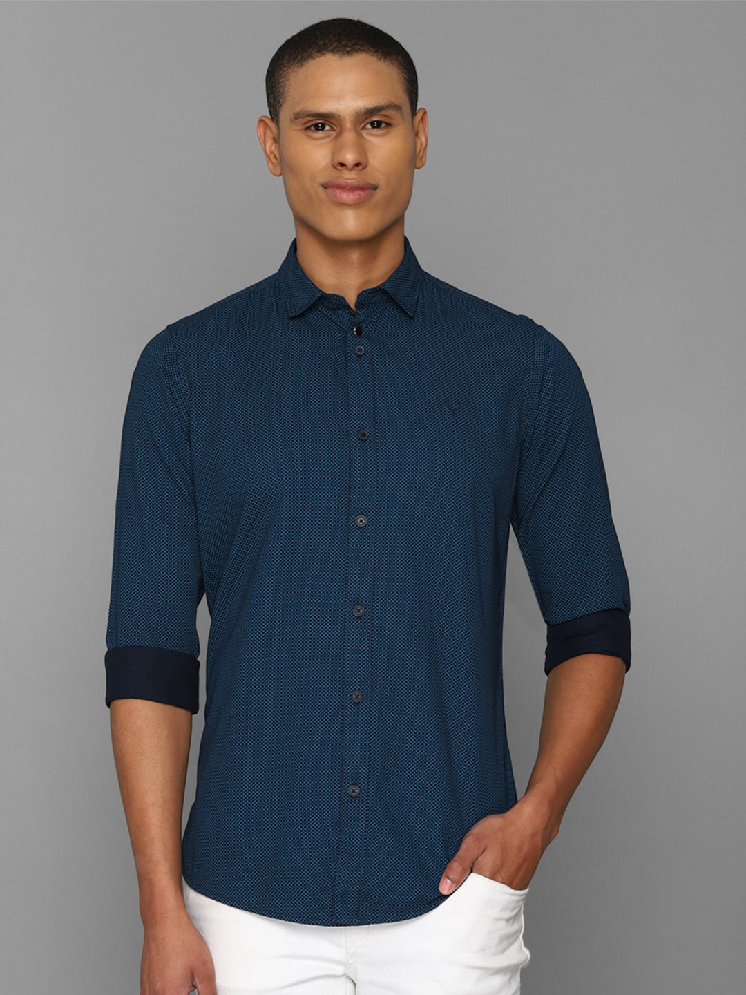 

Allen Solly Sport Men Printed Casual Shirt, Navy blue