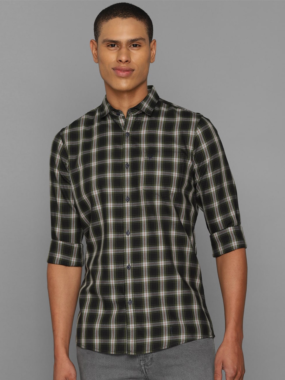 

Allen Solly Sport Men Black Checked Pure Cotton Casual Shirt