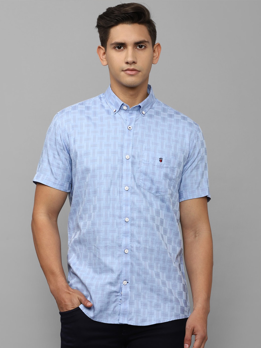 

Louis Philippe Sport Men Slim Fit Checked Pure Cotton Casual Shirt, Blue