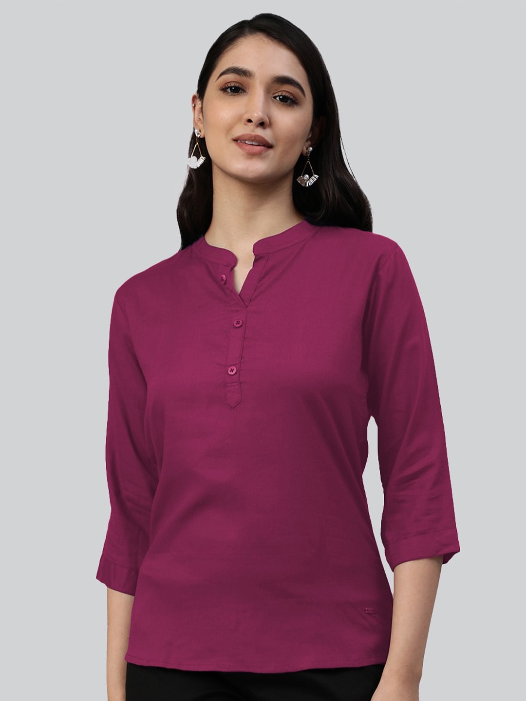 

LYRA Pink Mandarin Collar Top