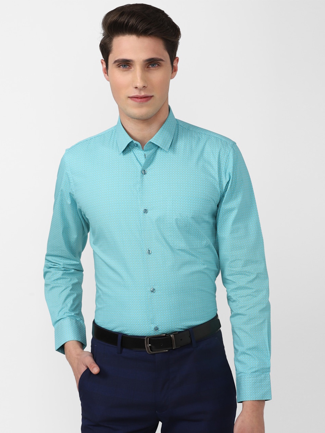 

Peter England Men Blue Slim Fit Pure Cotton Formal Shirt