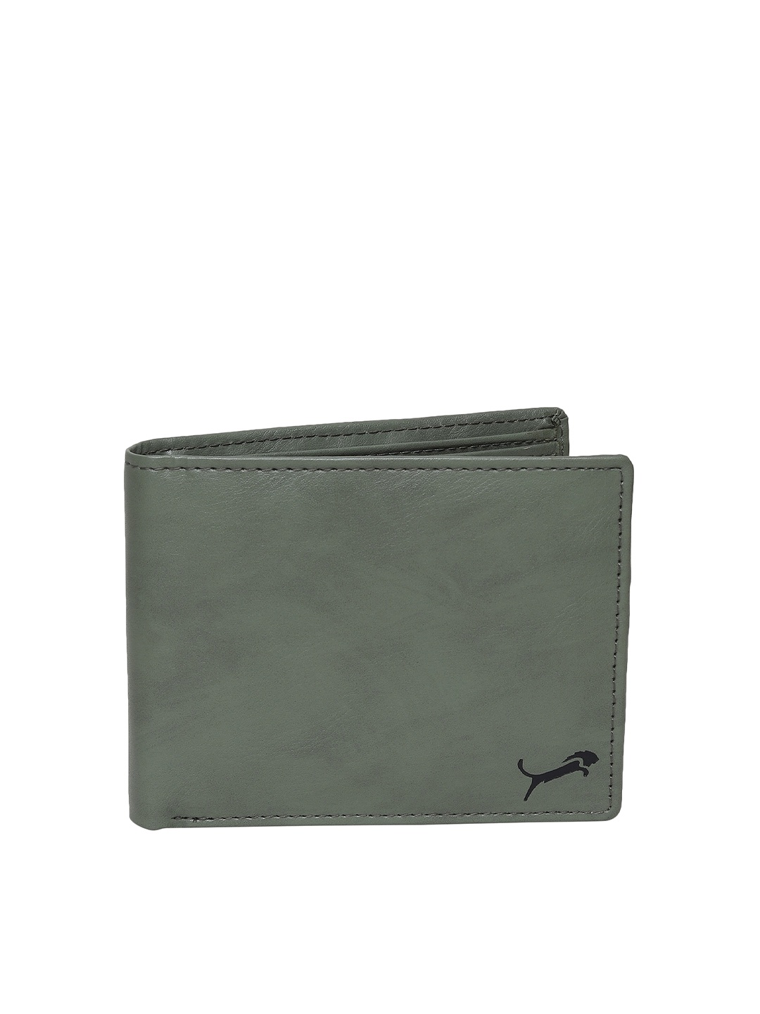 

WILD EDGE Men Grey & Black PU Two Fold Wallet