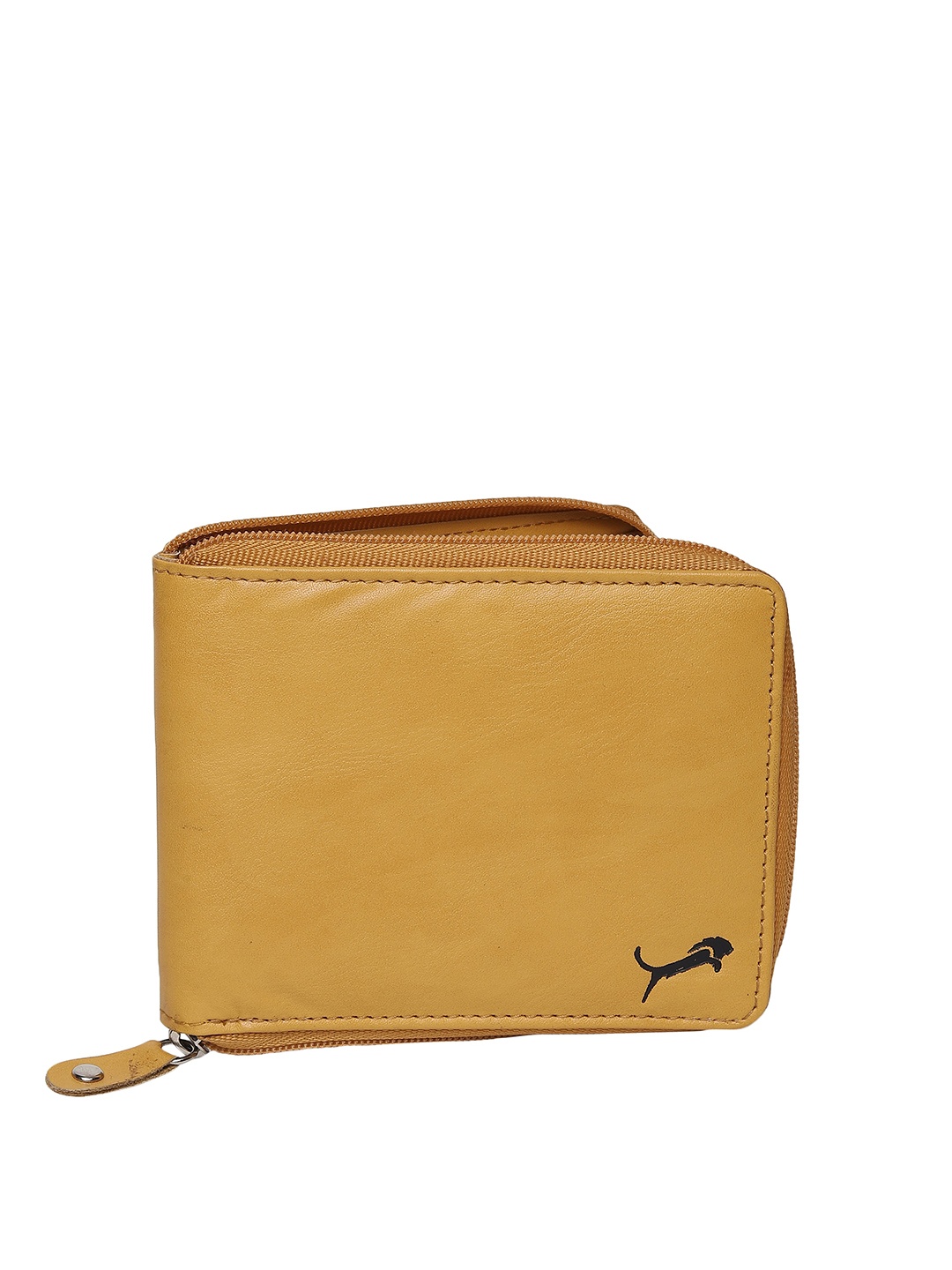 

WILD EDGE Men Tan & Black PU Zip Around Wallet